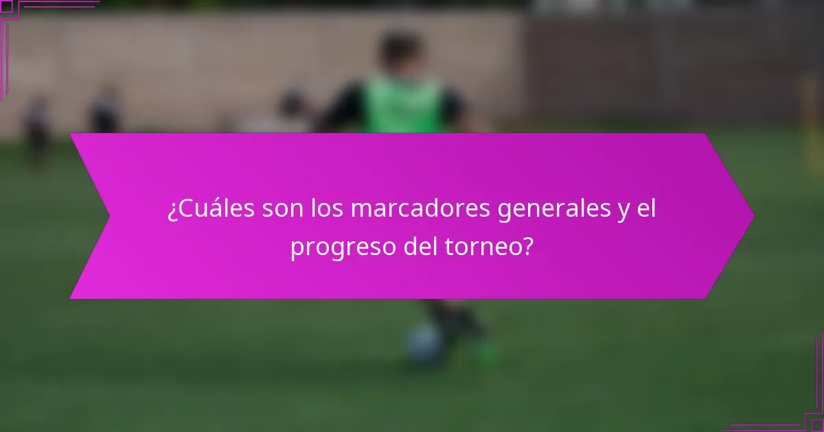 ¿Cuáles son los marcadores generales y el progreso del torneo?