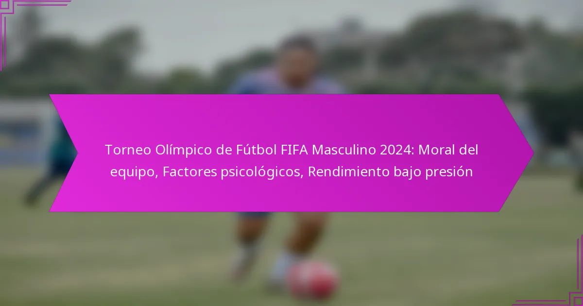 Torneo Olímpico de Fútbol FIFA Masculino 2024: Moral del equipo, Factores psicológicos, Rendimiento bajo presión