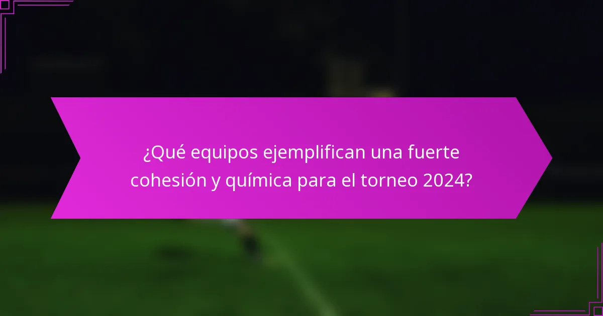 ¿Qué equipos ejemplifican una fuerte cohesión y química para el torneo 2024?