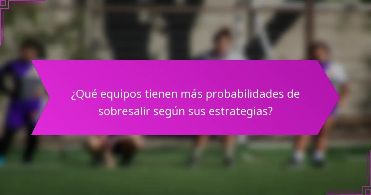 ¿Qué equipos tienen más probabilidades de sobresalir según sus estrategias?